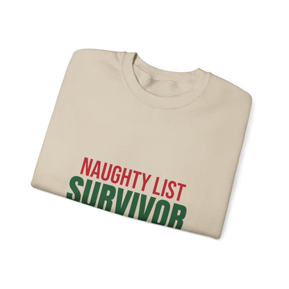 Naughty List Survivor Sweatshirt, Funny Christmas Crewneck