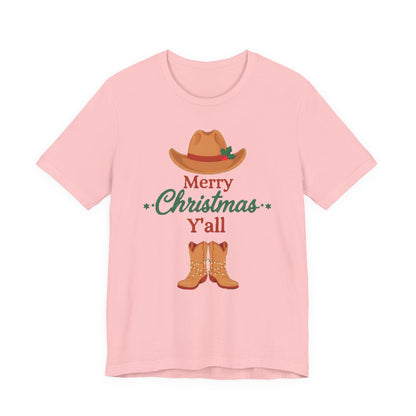 Merry Christmas Y'all Shirt, Western Christmas T-Shirt, Southern Holiday Tee