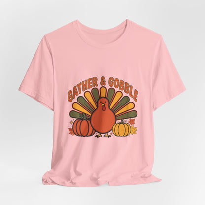 Gather and Gobble Retro Turkey Shirt, Gather and Gobble Thanksgiving Shirt, Retro Turkey Tee