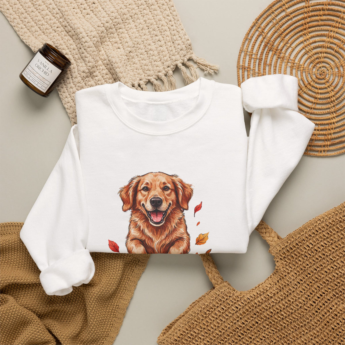 Fall Leaves and Dog Kisses Sweatshirt, Fall Leaves Dog Crewneck Sweatshirt