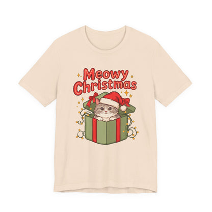 Meowy Christmas Shirt, Funny Cat Christmas T-Shirt, Gift for Cat Lovers