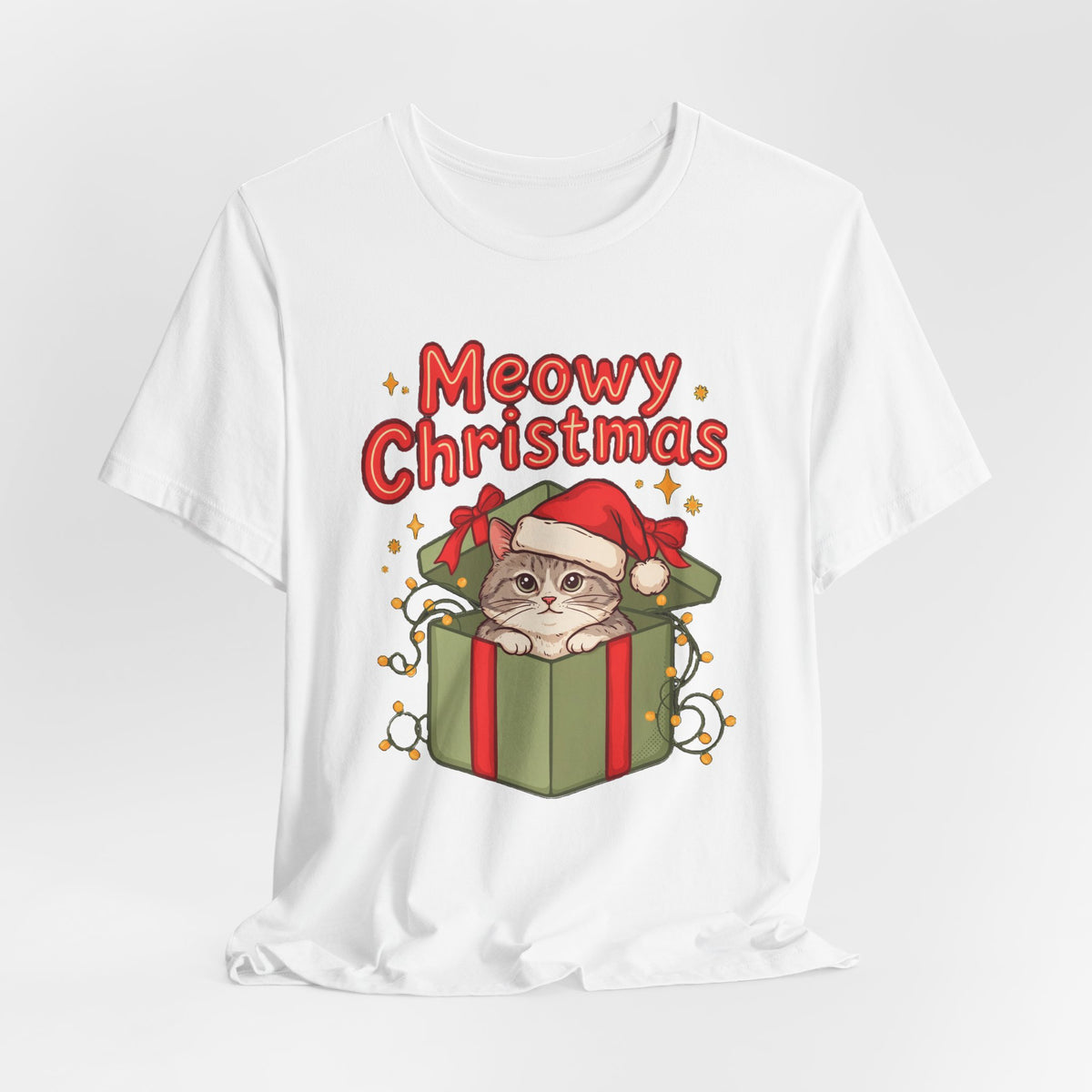 Meowy Christmas Shirt, Funny Cat Christmas T-Shirt, Gift for Cat Lovers