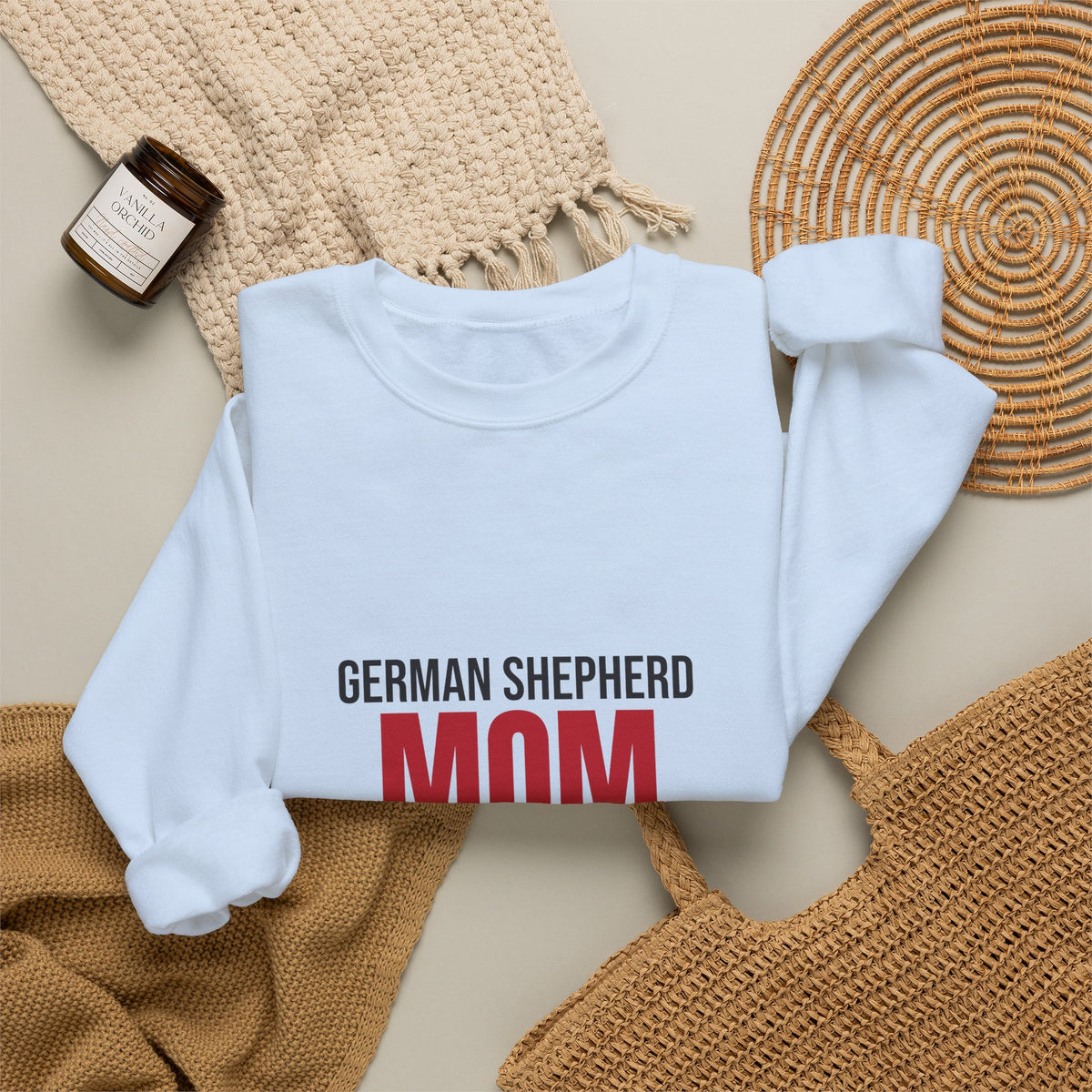 German Shepherd Mom Loyal Shadow Included Sweatshirt, German Shepherd Mom Crewneck Sweatshirt