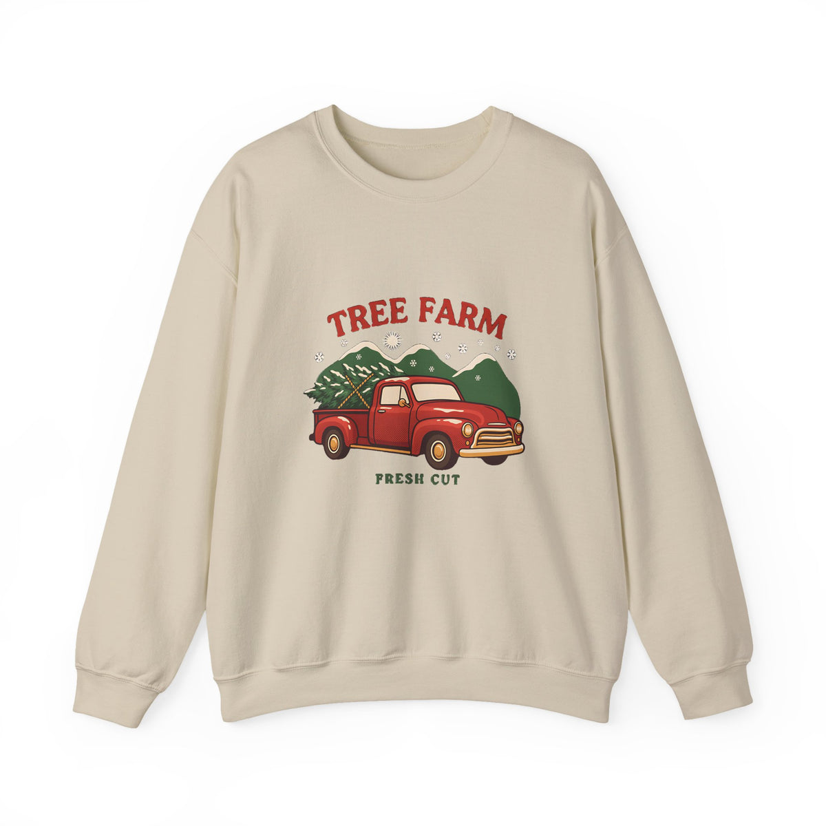 Christmas Tree Farm Sweatshirt, Vintage Red Truck Christmas Crewneck, Cozy Holiday Sweater