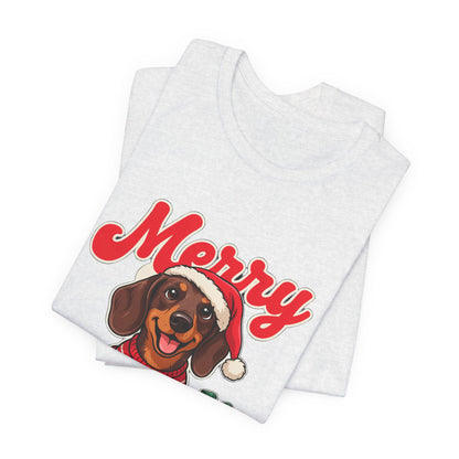 Merry Woofmas Shirt, Dachshund Christmas T-Shirt, Dog Lover Holiday Tee