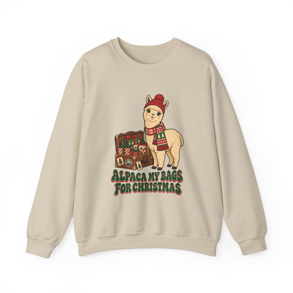 Alpaca My Bags for Christmas Sweatshirt, Alpaca Christmas Crewneck Sweatshirt