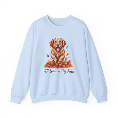 Fall Leaves and Dog Kisses Sweatshirt, Fall Leaves Dog Crewneck Sweatshirt