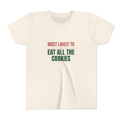 Most Likely To Eat All The Cookies Kids Shirt, Matching Family Christmas Youth T-Shirt