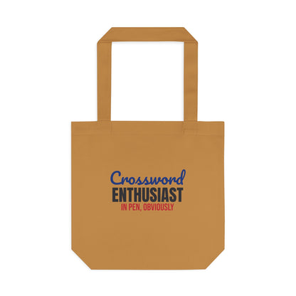 Crossword Enthusiast In Pen Obviously Tote Bag, Crossword Enthusiast Canvas Tote Bag