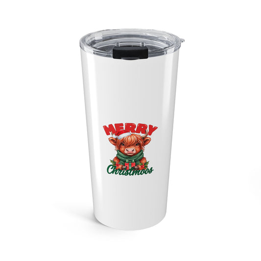 Merry Christmoos Highland Cow Tumbler, Cow Lover 20oz Insulated Tumbler