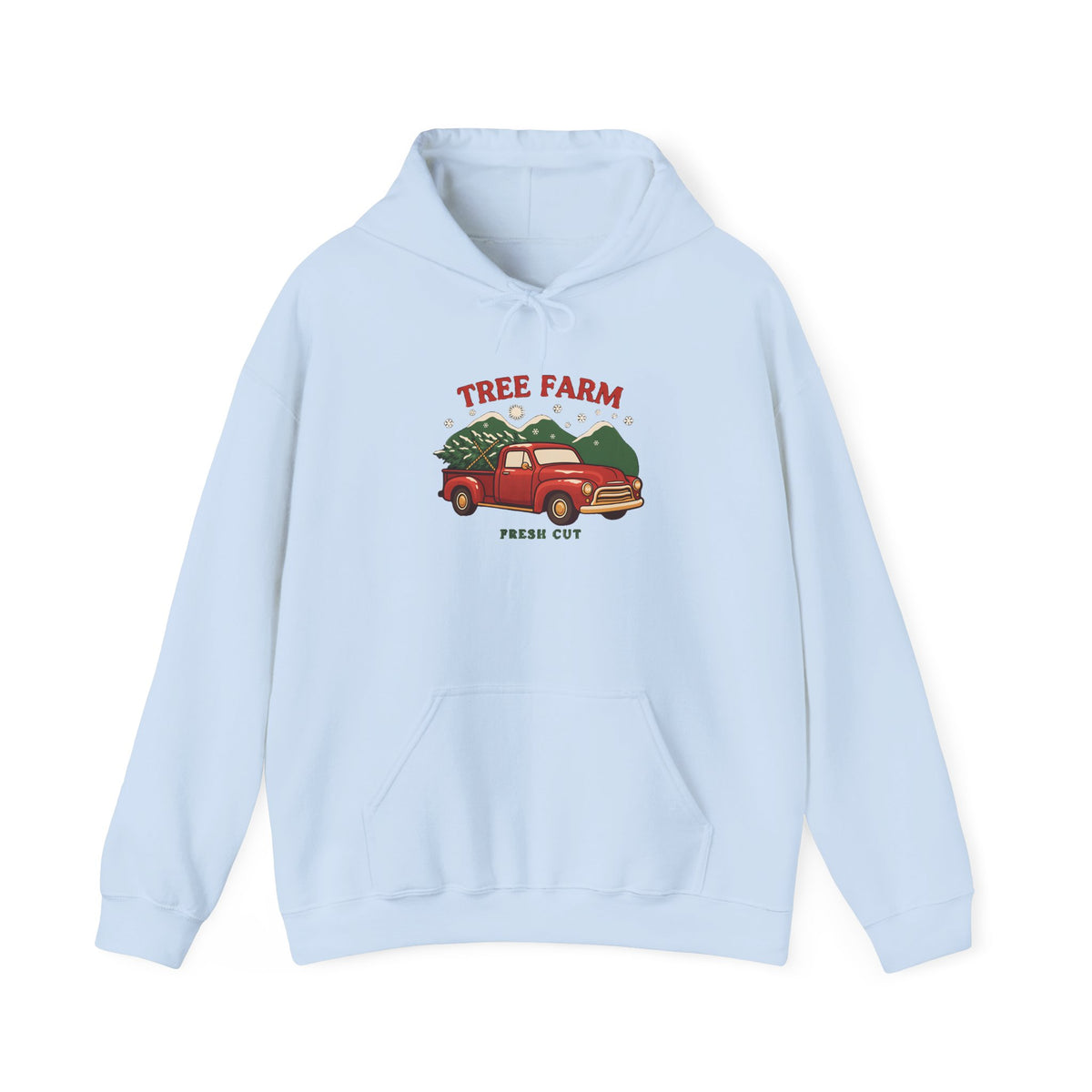 Christmas Tree Farm Hoodie, Vintage Red Truck Christmas Hooded Sweatshirt