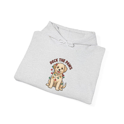 Deck the Paws Christmas Puppy Hoodie, Dog Christmas Hooded Sweatshirt