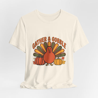 Gather and Gobble Retro Turkey Shirt, Gather and Gobble Thanksgiving Shirt, Retro Turkey Tee