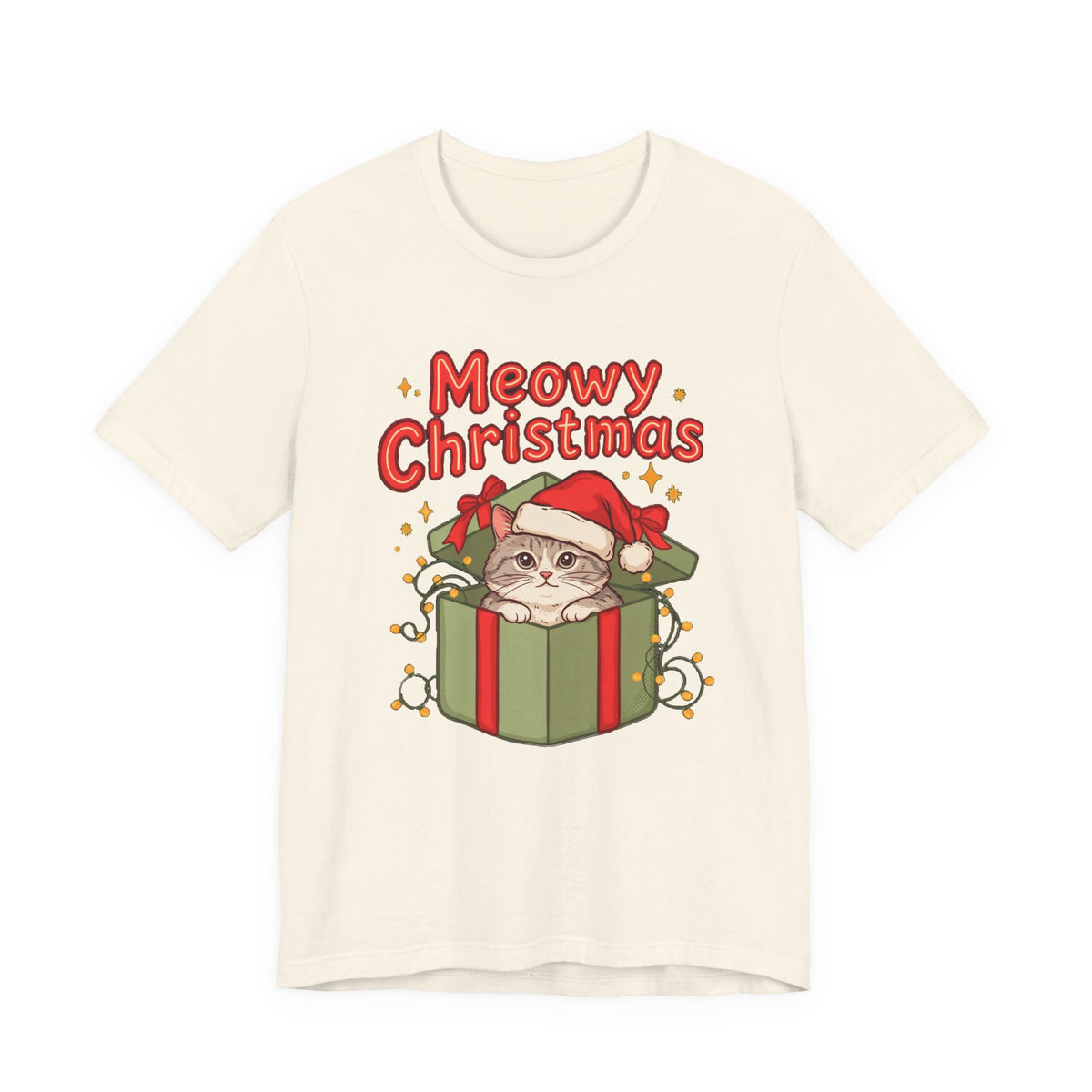 Meowy Christmas Shirt, Funny Cat Christmas T-Shirt, Gift for Cat Lovers
