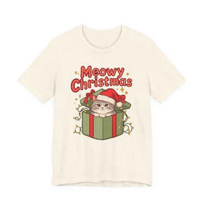 Meowy Christmas Shirt, Funny Cat Christmas T-Shirt, Gift for Cat Lovers