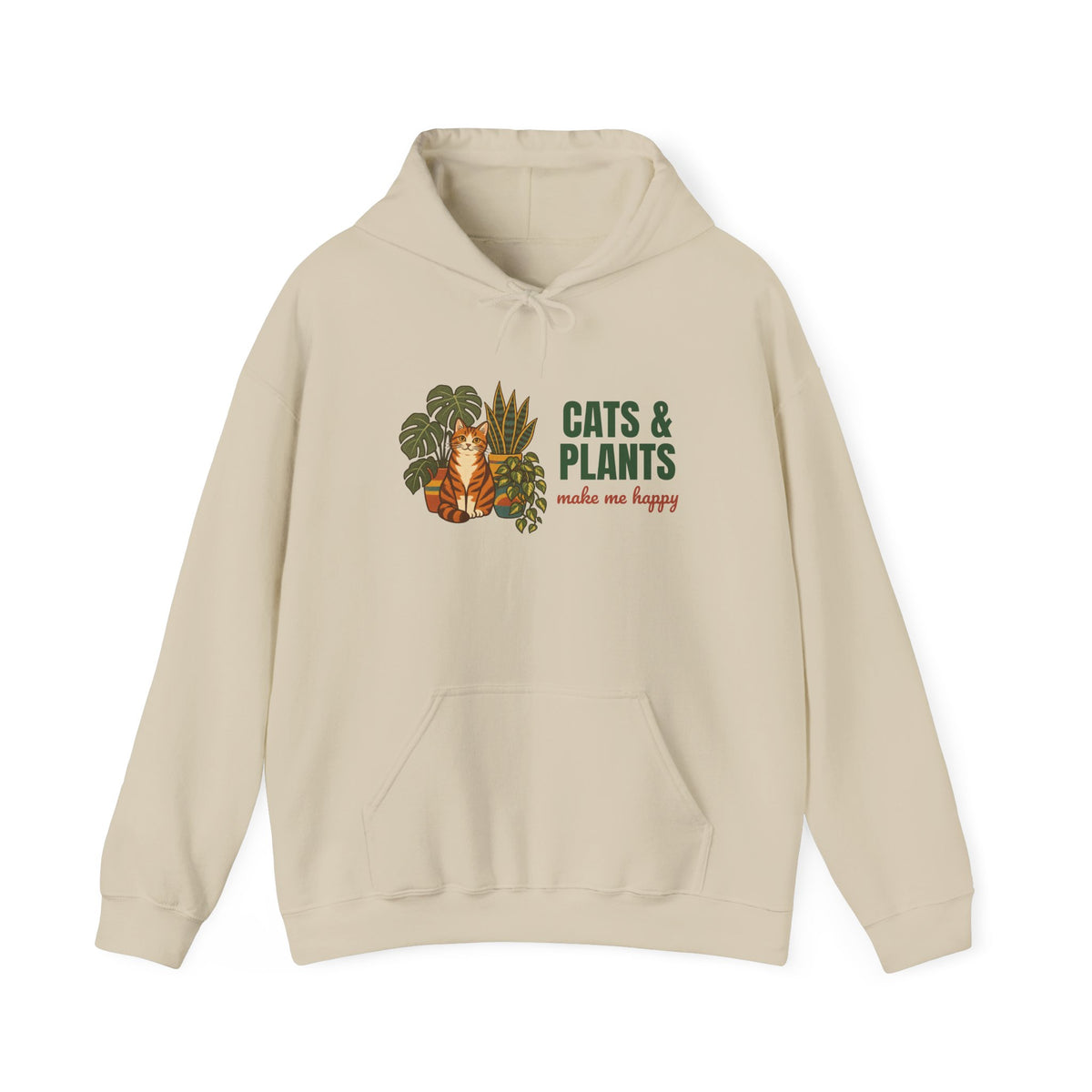 Cats and Plants Make Me Happy Hoodie, Vintage Cats and Plants Hoodie