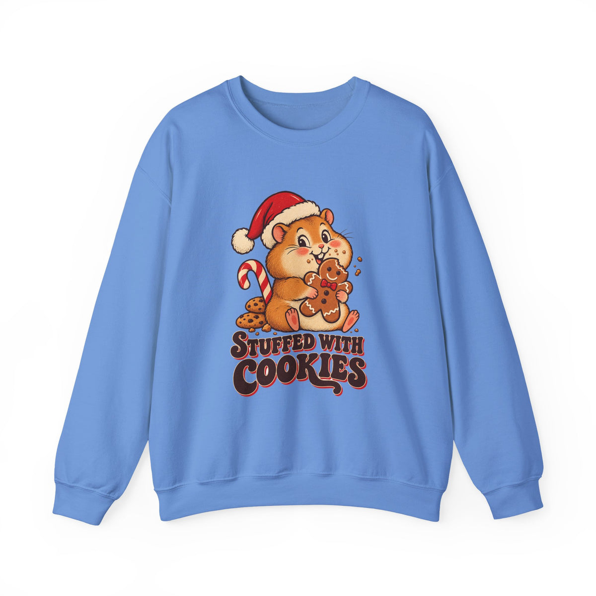 Stuffed With Cookies Christmas Hamster Sweatshirt, Hamster Christmas Crewneck Sweatshirt