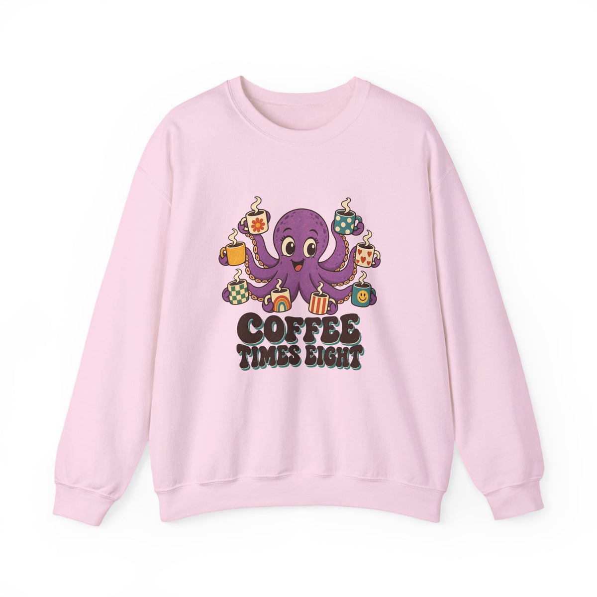 Coffee Times Eight Octopus Sweatshirt, Octopus Coffee Crewneck Sweatshirt