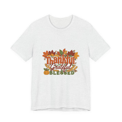 Thankful Grateful Blessed Shirt, Fall Thanksgiving T-Shirt, Autumn Leaves Tee