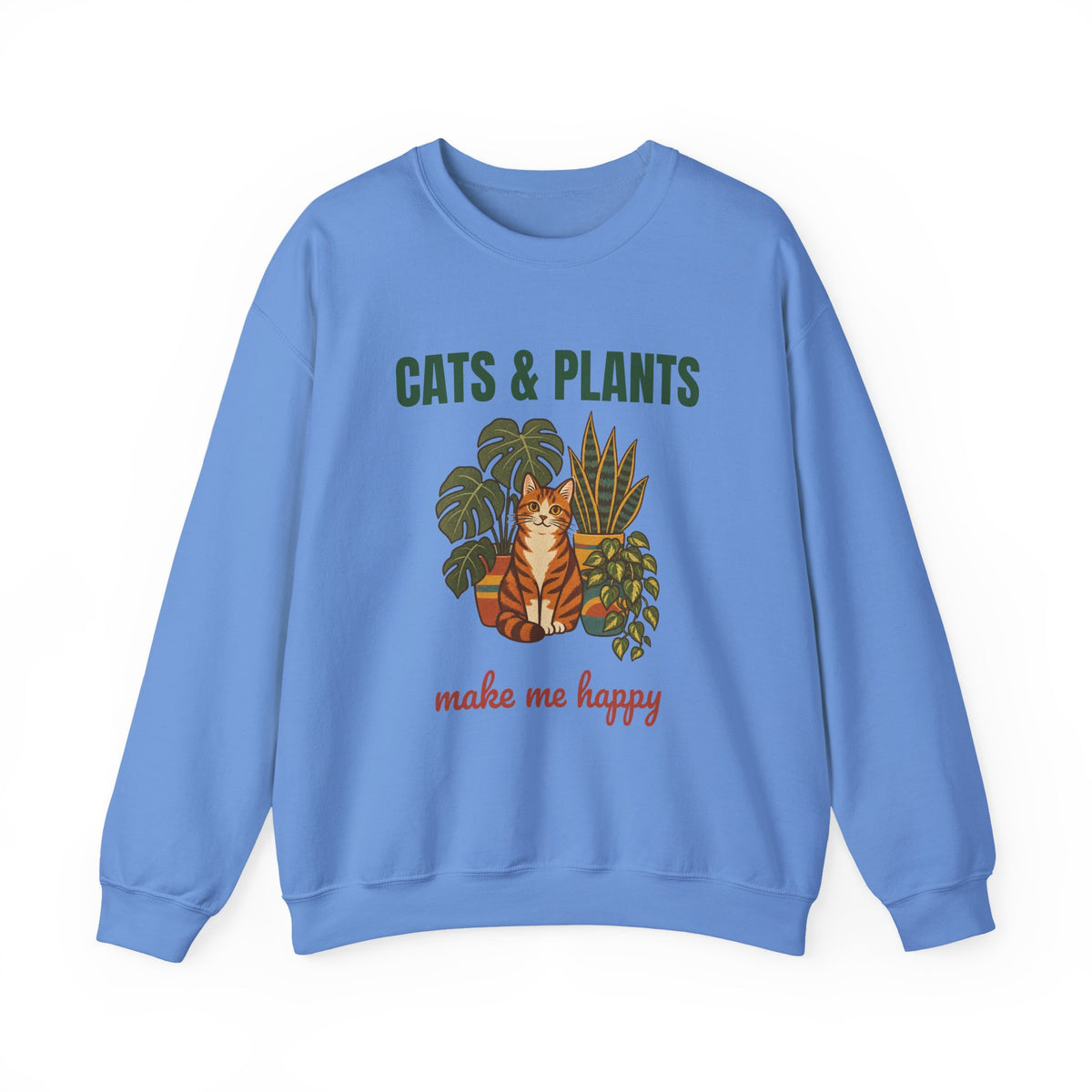 Cats and Plants Make Me Happy Sweatshirt, Vintage Cats and Plants Crewneck