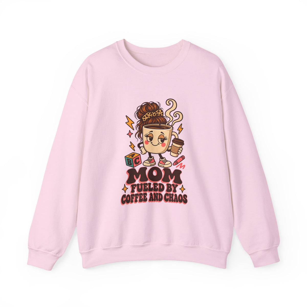 Mom Fueled by Coffee and Chaos Sweatshirt, Funny Mom Coffee Crewneck Sweatshirt