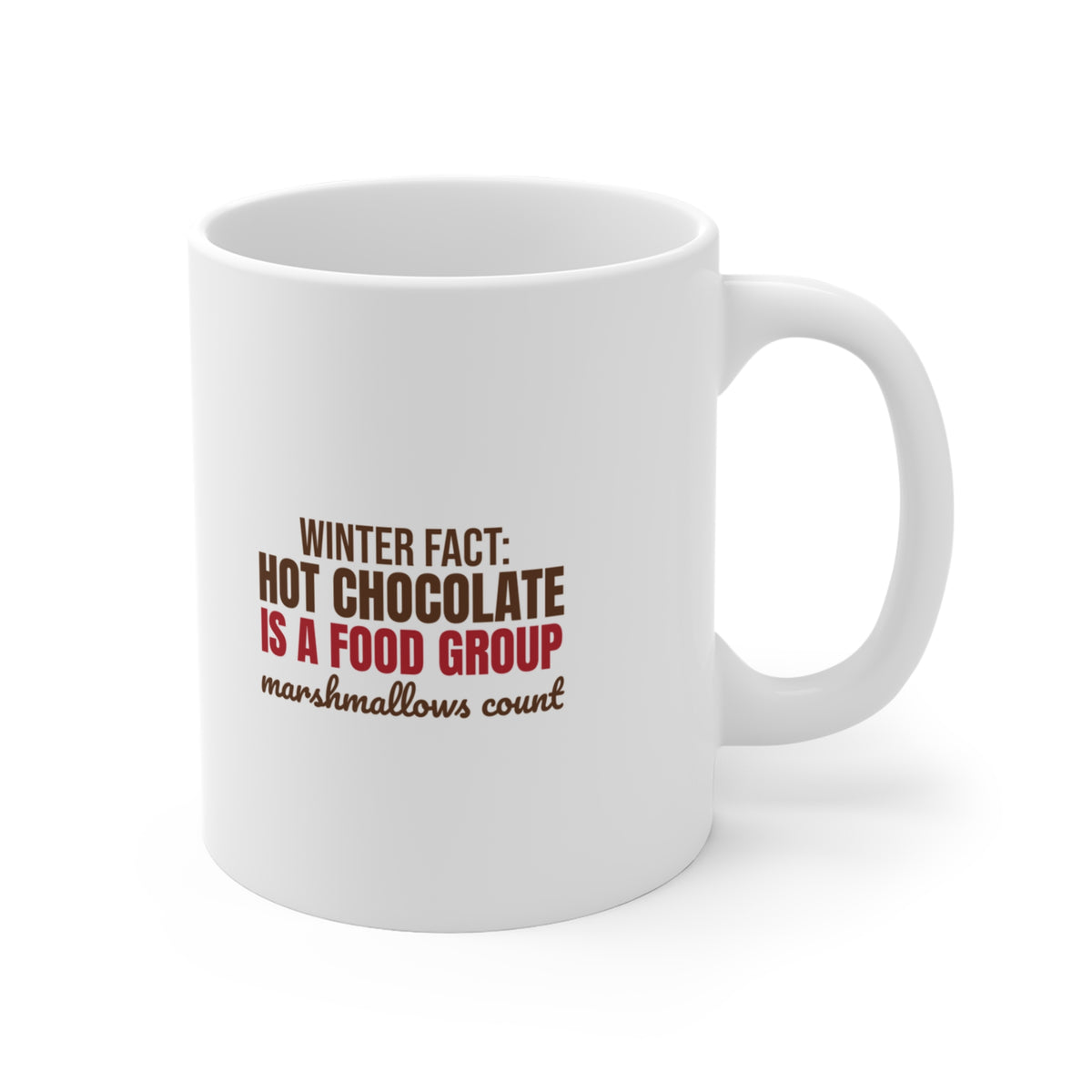Winter Fact Hot Chocolate Is a Food Group Mug, Funny Winter Coffee Mug 11oz lifestyle