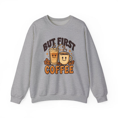 But First Coffee Sweatshirt, Retro Coffee Lover Crewneck