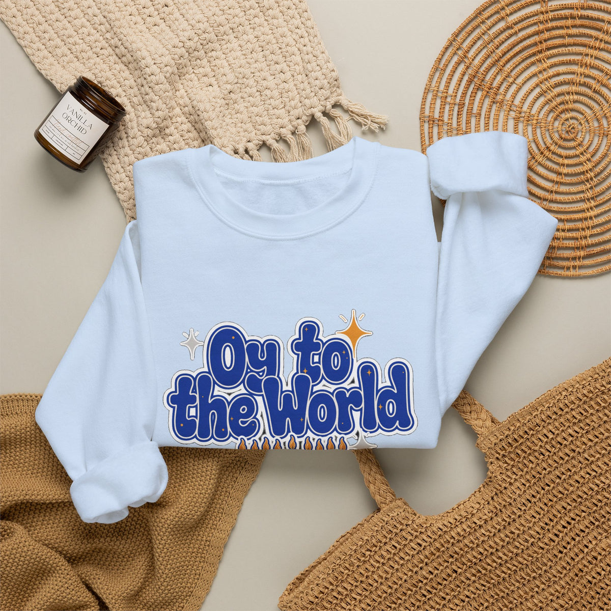 Oy to the World Sweatshirt, Retro Hanukkah Crewneck, Chanukah Gift