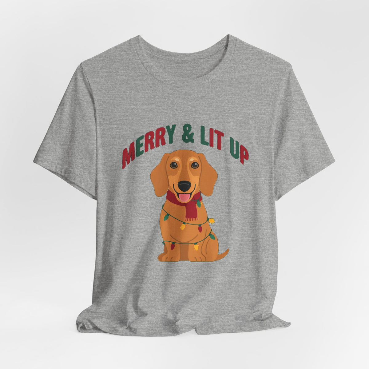 Merry and Lit Up Dachshund Christmas Lights Shirt, Dachshund Christmas Lights T-Shirt