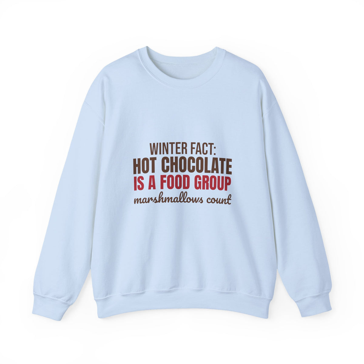 Winter Fact Hot Chocolate Is a Food Group Sweatshirt, Funny Winter Crewneck Sweatshirt
