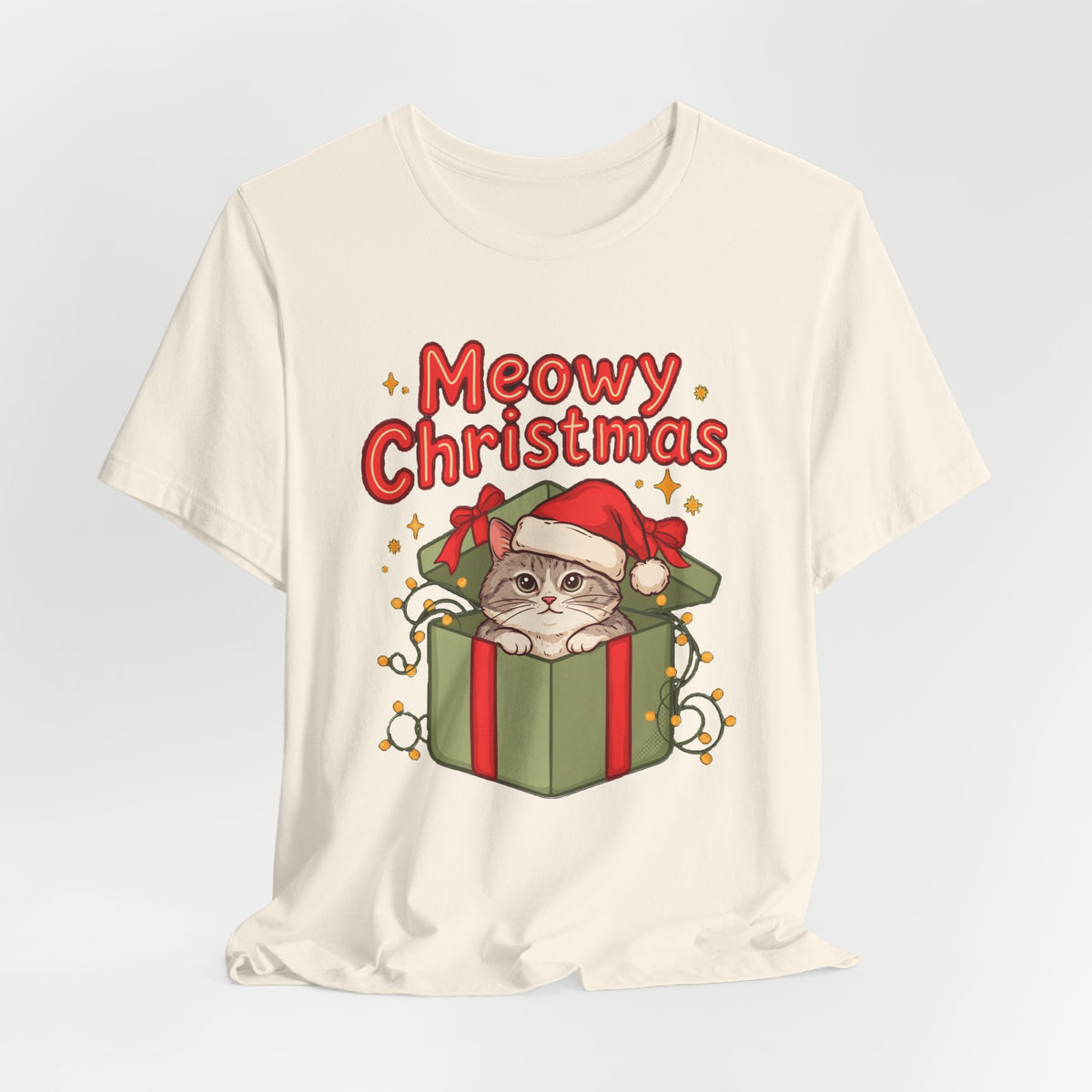 Meowy Christmas Shirt, Funny Cat Christmas T-Shirt, Gift for Cat Lovers