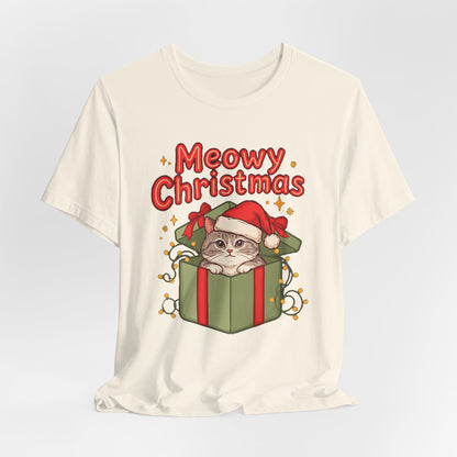Meowy Christmas Shirt, Funny Cat Christmas T-Shirt, Gift for Cat Lovers