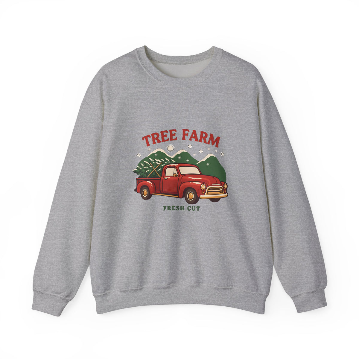 Christmas Tree Farm Sweatshirt, Vintage Red Truck Christmas Crewneck, Cozy Holiday Sweater
