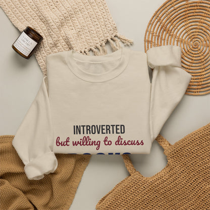 Introverted But Willing to Discuss Books Sweatshirt, Introvert Book Lover Crewneck Sweatshirt