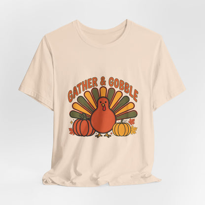Gather and Gobble Retro Turkey Shirt, Gather and Gobble Thanksgiving Shirt, Retro Turkey Tee