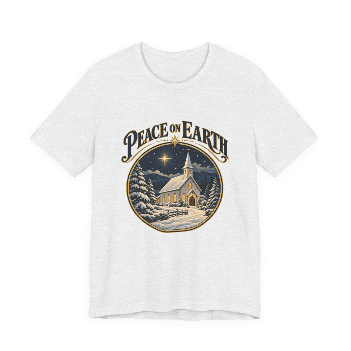 Peace on Earth Snowy Country Church Shirt, Peace on Earth Christmas T-Shirt, Peace on Earth Christmas Gift