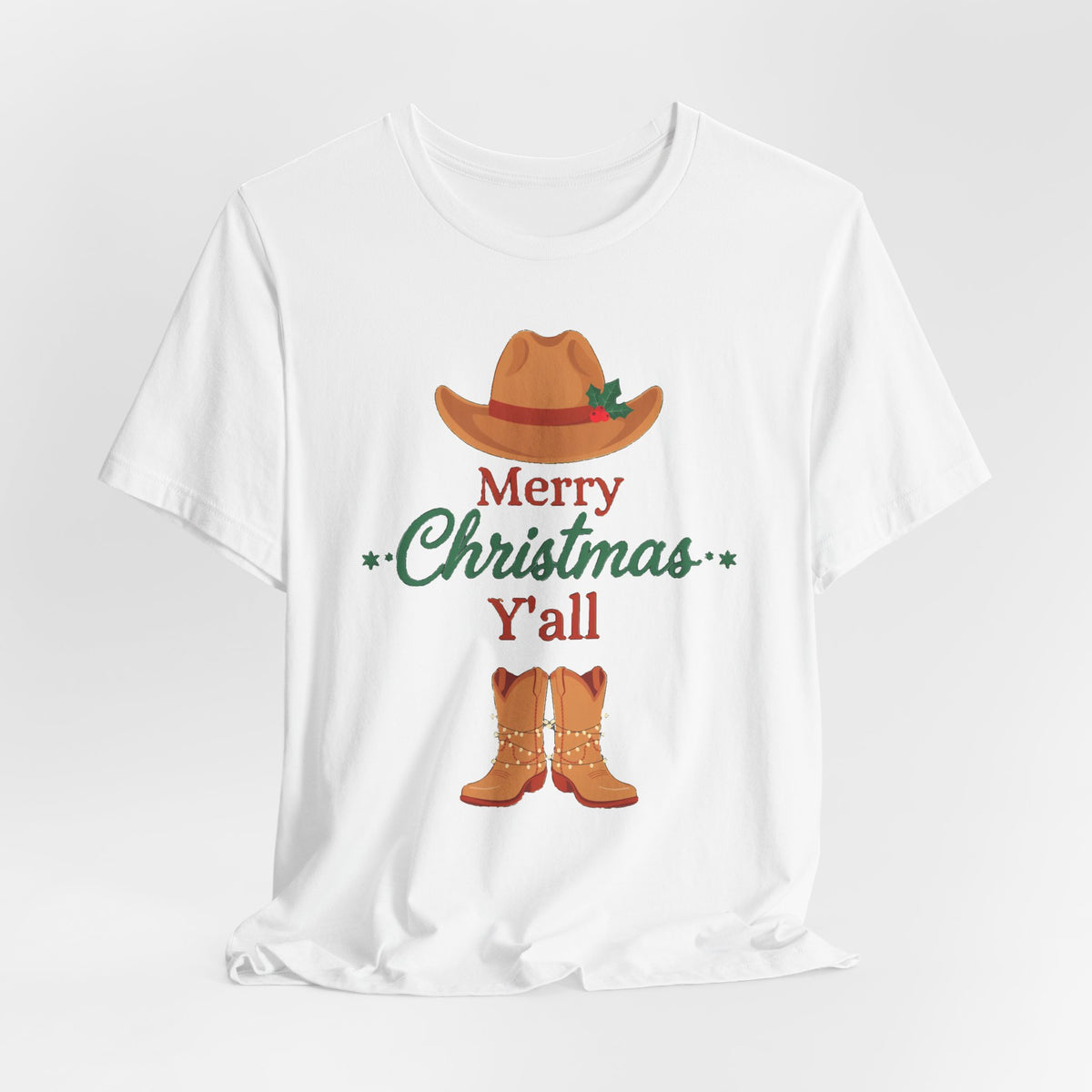 Merry Christmas Y'all Shirt, Western Christmas T-Shirt, Southern Holiday Tee