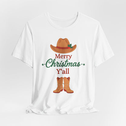Merry Christmas Y'all Shirt, Western Christmas T-Shirt, Southern Holiday Tee