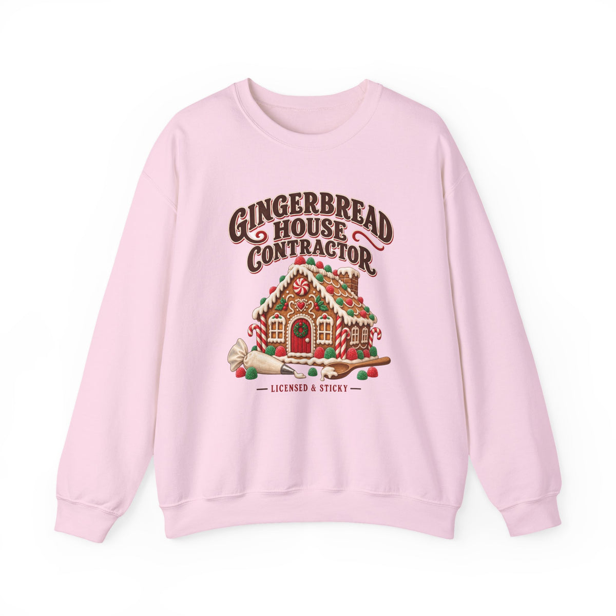 Gingerbread House Contractor Licensed and Sticky Sweatshirt, Gingerbread House Crewneck Sweatshirt