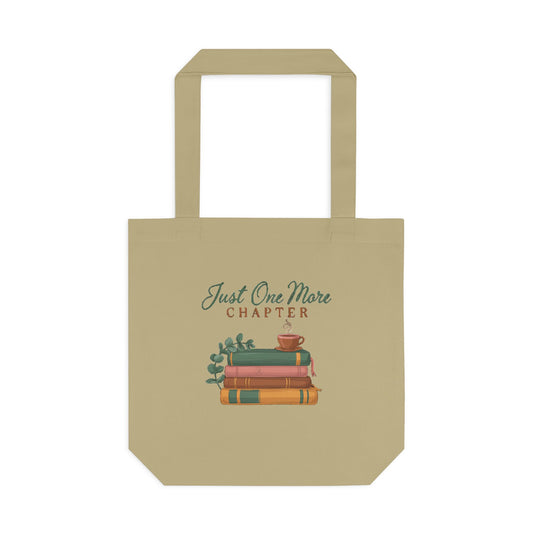 Just One More Chapter Tote Bag, Book Lover Canvas Tote, Bookish Gift for Readers