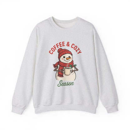 Coffee and Cozy Season Snowman Sweatshirt, back view