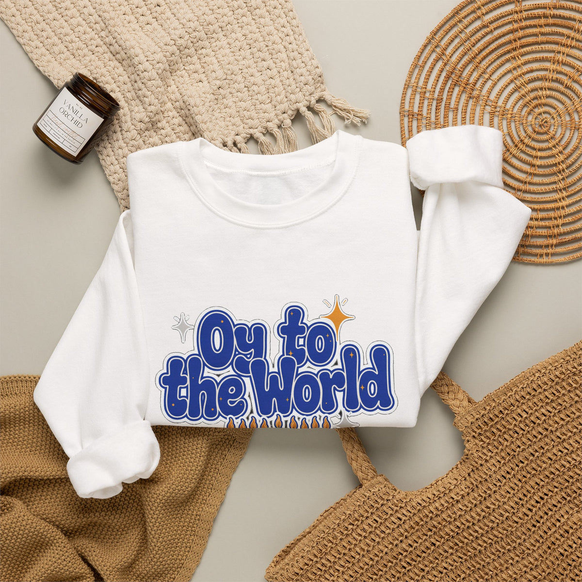 Oy to the World Sweatshirt, Retro Hanukkah Crewneck, Chanukah Gift