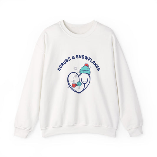 Scrubs and Snowflakes Winter Nurse Sweatshirt