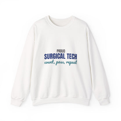 Proud Surgical Tech Count Pass Repeat Sweatshirt, Surgical Tech Crewneck Sweatshirt