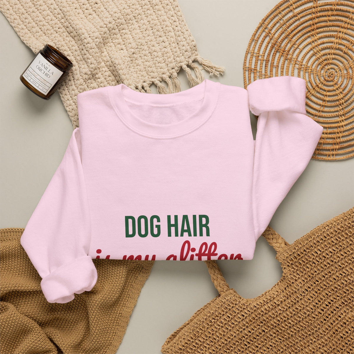 Dog Hair Is My Glitter Sweatshirt, Funny Dog Lover Crewneck, Dog Mom Gift