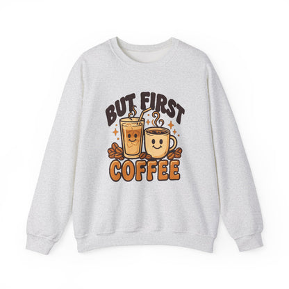 But First Coffee Sweatshirt, Retro Coffee Lover Crewneck