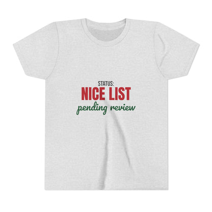 Status Nice List Pending Review Kids Shirt, Kids Nice List Pending Christmas Tee