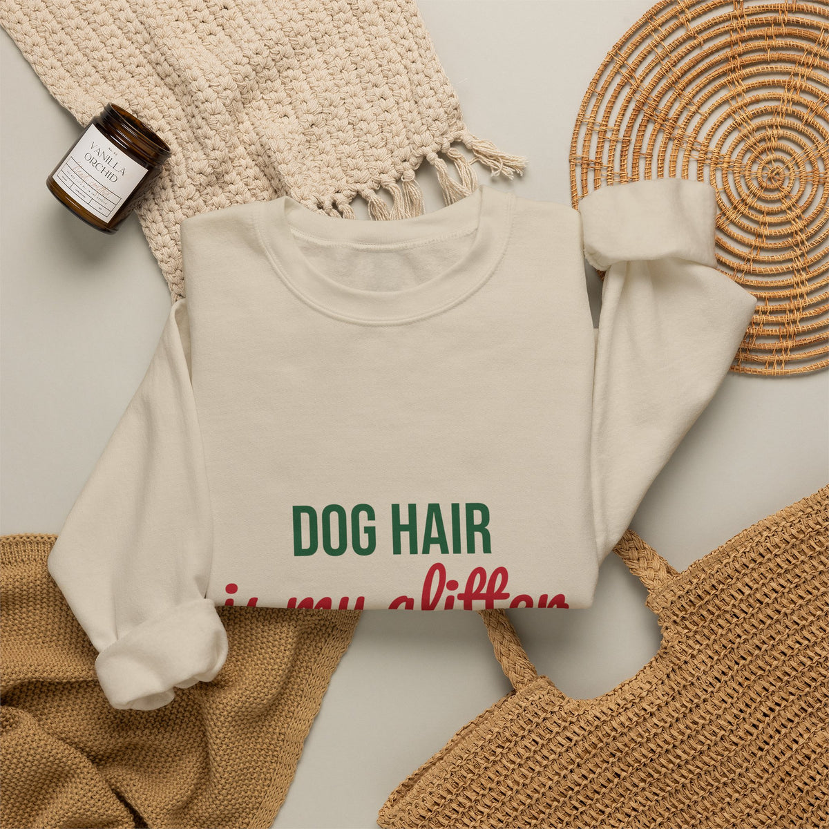 Dog Hair Is My Glitter Sweatshirt, Funny Dog Lover Crewneck, Dog Mom Gift