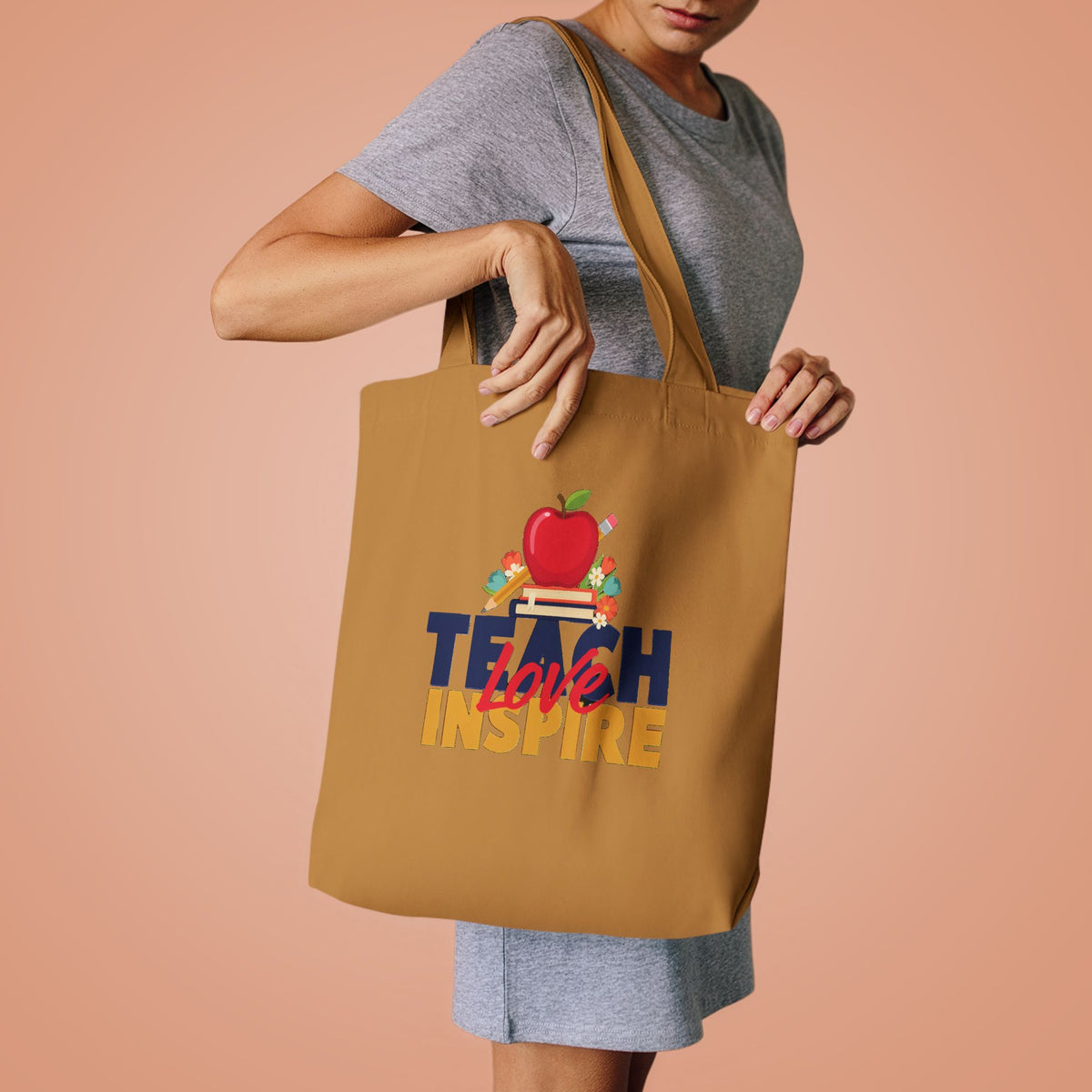 Teach Love Inspire Tote Bag, Teacher Canvas Tote Bag, Teacher Gift