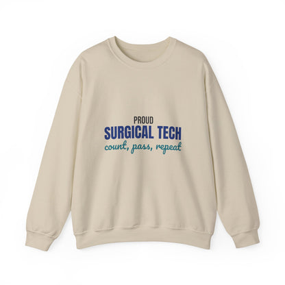 Proud Surgical Tech Count Pass Repeat Sweatshirt, Surgical Tech Crewneck Sweatshirt